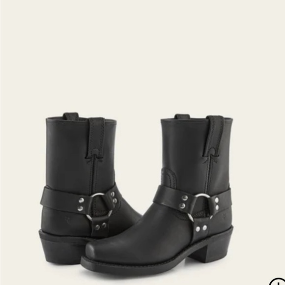 New Frye  Harness leather short biker motorcycle Black Leather Boots 8R - Picture 4 of 10